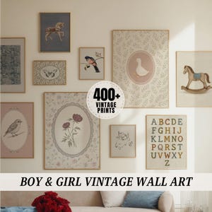 Kwekerijkunst BUNDEL 400+ vintage digitale prints voor peuterdecor kinderkamer vintage muurkunstset AFDRUKBARE Cottagecore kinderkamerbundel kunst | S2