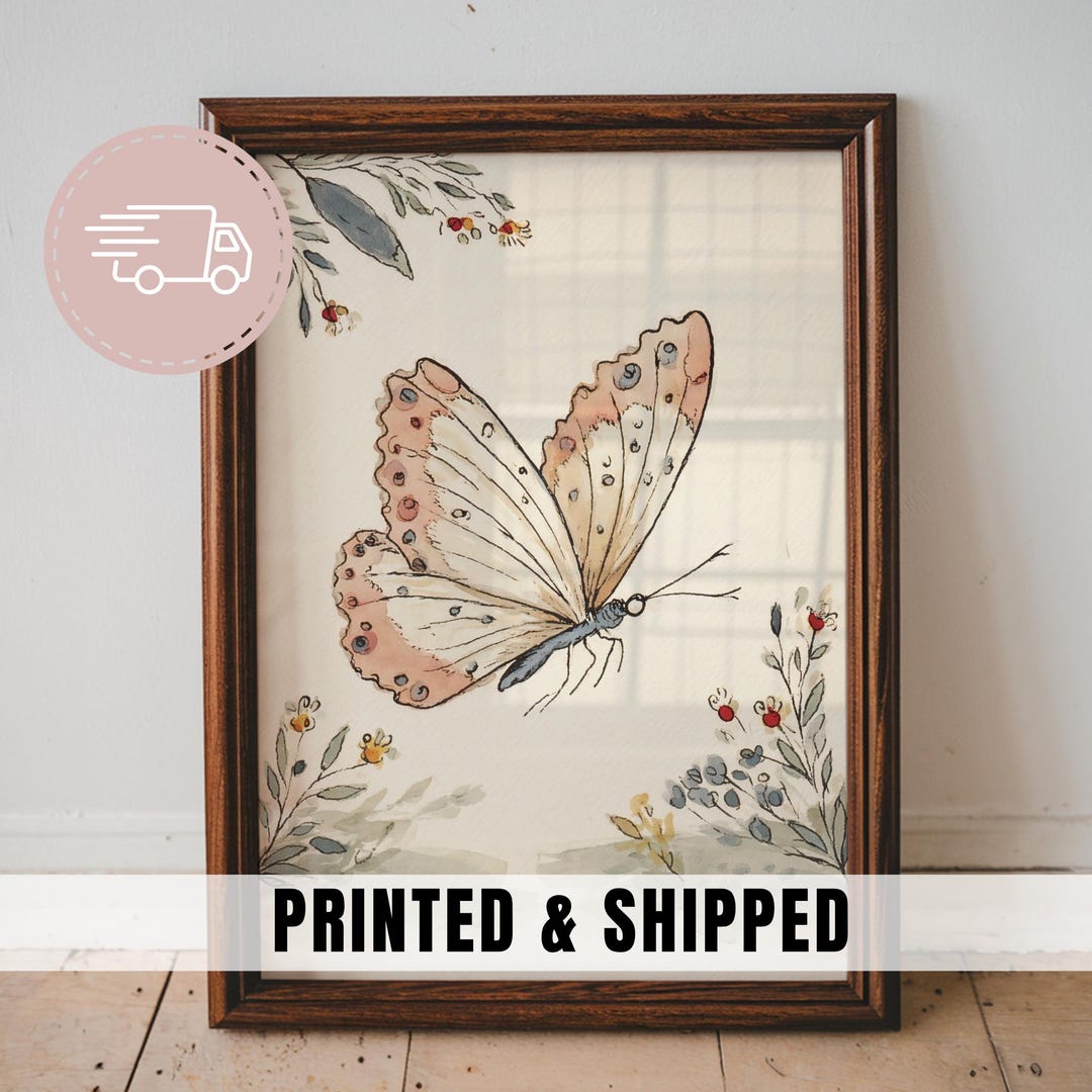 Butterfly Nursery Wall Art Insect Illustration Print Vintage Style Kids ...