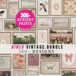 Pink Girl Nursery Bundle Set of 300+ Gallery PRINTABLE Baby Girl Wall Art Collection Floral Art for Nursery Decor Baby Shower Gift | S1 immagine 1