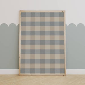 Blue Gingham Check PRINTABLE Art for Nursery or Toddler Room Vintage Style Neutral Wall Decor Plaid Pattern for Boys Room or Baby Room | 15