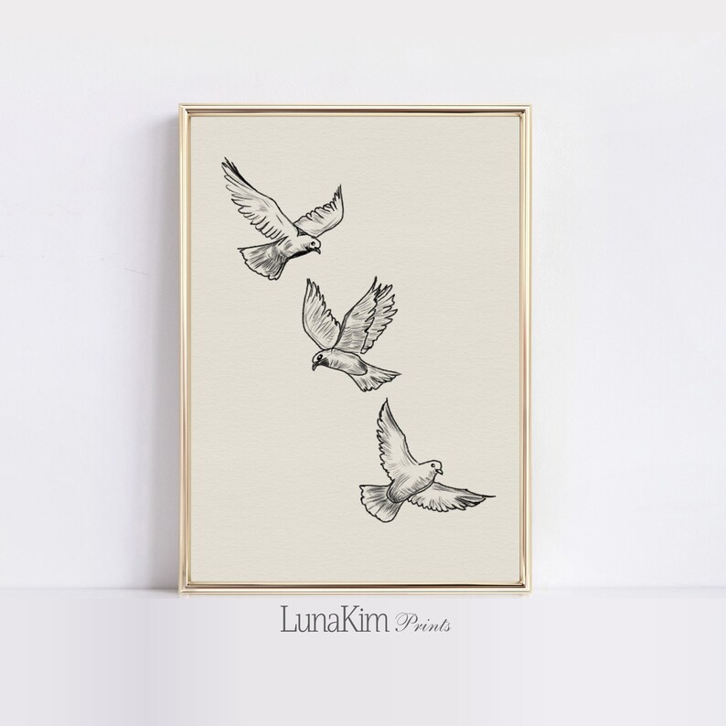 Vintage Bird Sketch Minimal Bird Print For Nursery Neutral Aviation Print Simple Animal Drawing Farmhouse Bird Drawing For Bedroom | 2