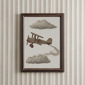 Vintage Airplane Nursery Print Fun Plane Illustration for Boy Room Toddler Wall Art PRINTABLE Neutral Kids Bedroom Decor Vintage Plane | 30