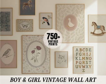 Nursery Art BUNDLE 750+ Vintage Digital Prints for Toddler Decor Nursery Vintage Wall Art Set PRINTABLE Cottagecore Nursery Bundle Art | S02