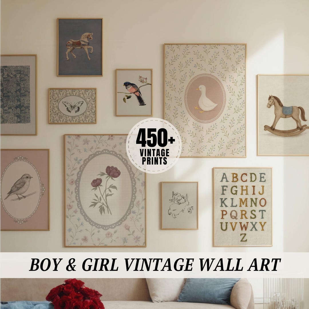 Nursery Art BUNDLE 450+ Vintage Digital Prints for Toddler Decor ...