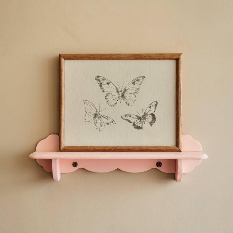 Boceto de mariposa neutra Arte de mariposa vintage para guardería de niñas Descarga digital Impresión de mariposa para decoración de dormitorio Impresión de arte neutra / 10 imagen 2