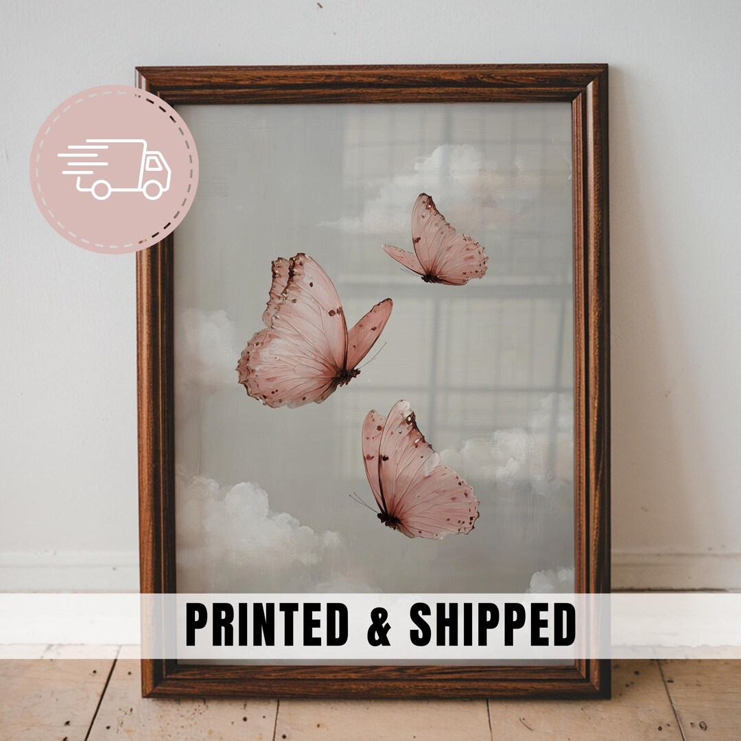 Blush Butterfly Nursery Wall Art Pink Butterfly Print Girl Room Decor ...