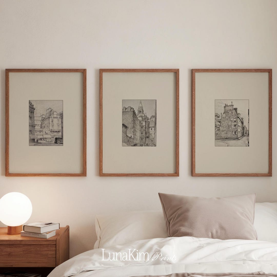 Neutral Minimal Sketch Wall Art Set of 3 Minimalist Line Drawing ...