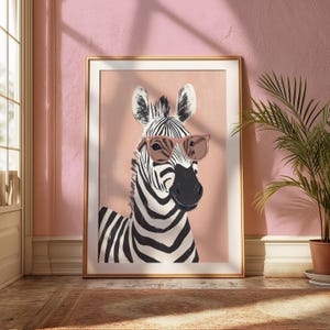 Zebra Nursery Print Fun Zebra Illustration for Girl Room Playroom Decor Toddler Wall Art PRINTABLE Cute Girly Nursery Animal Wall Art | 88