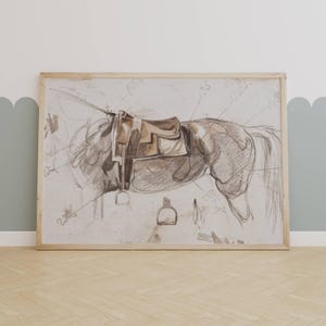 Vintage Horse Saddle Nursery Print Equestrian Wall Art for Boy Room Animal Decor Rustic Cowboy Style Toddler Nursery Printable Art  | 129