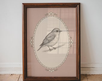 Bird Sketch Wall Art PRINTABLE Vintage Nursery Animal Drawing Soft Pastel Bird Print Baby Girl Room Decor Toddler Bedroom Wall Art Gift | 9