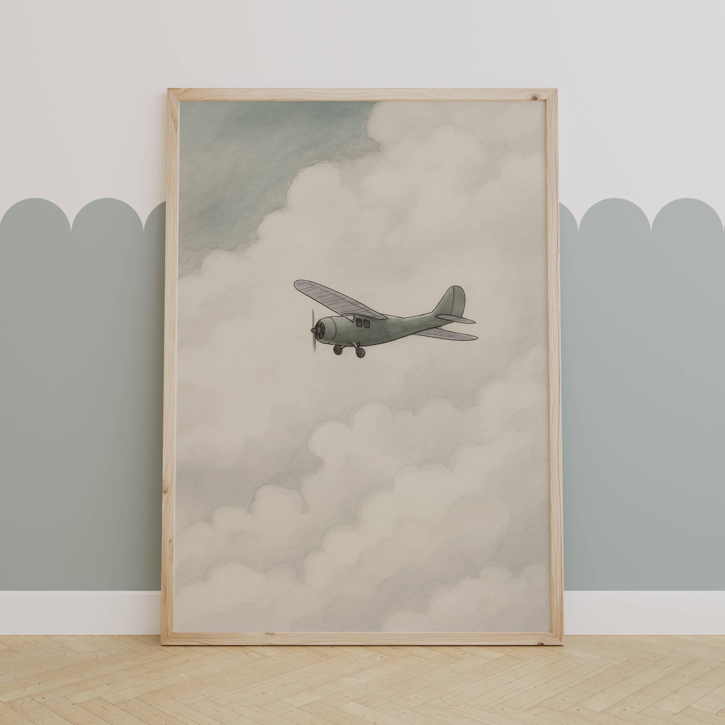 Taking Flight - Set Di 4 Stampe Da Parete Con Aerei Vintage, 28x28 Cm, Per Cameretta Bambini O Decorazione Casa, Pannelli Senza Cornice Con Supporti Inclusi, Made In USA