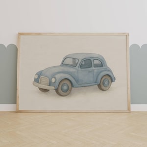 Blue Toy Car Nursery Print Vintage Car Illustration for Boy Room Decor Toddler Wall Art Printable Vehicle Artwork Vintage Car Baby Gift | 5