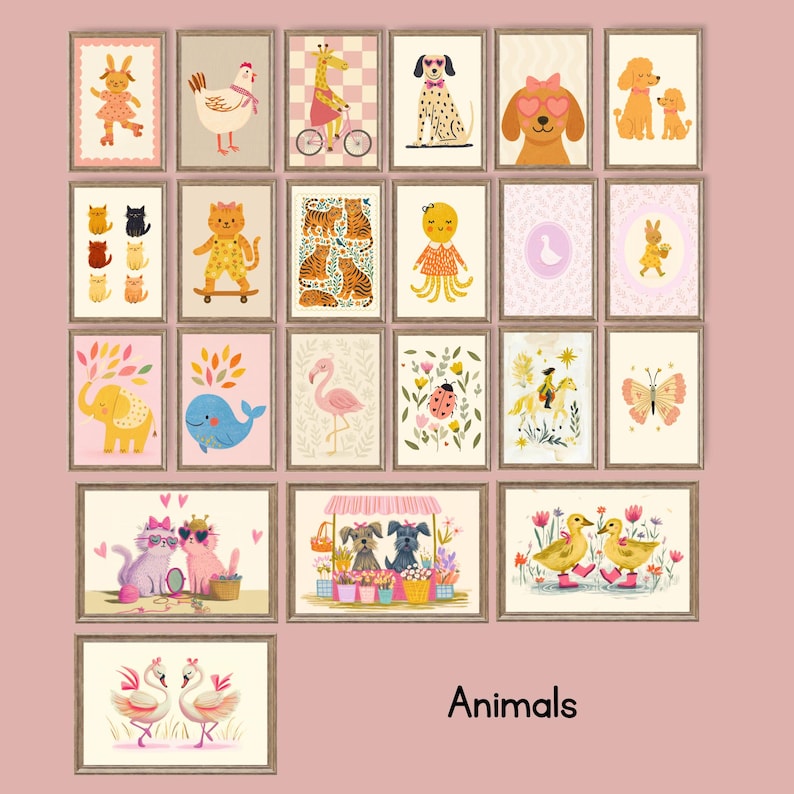Girls Nursery Wall Art Bundle Playful Kids Prints Set of 90+ Printable ...