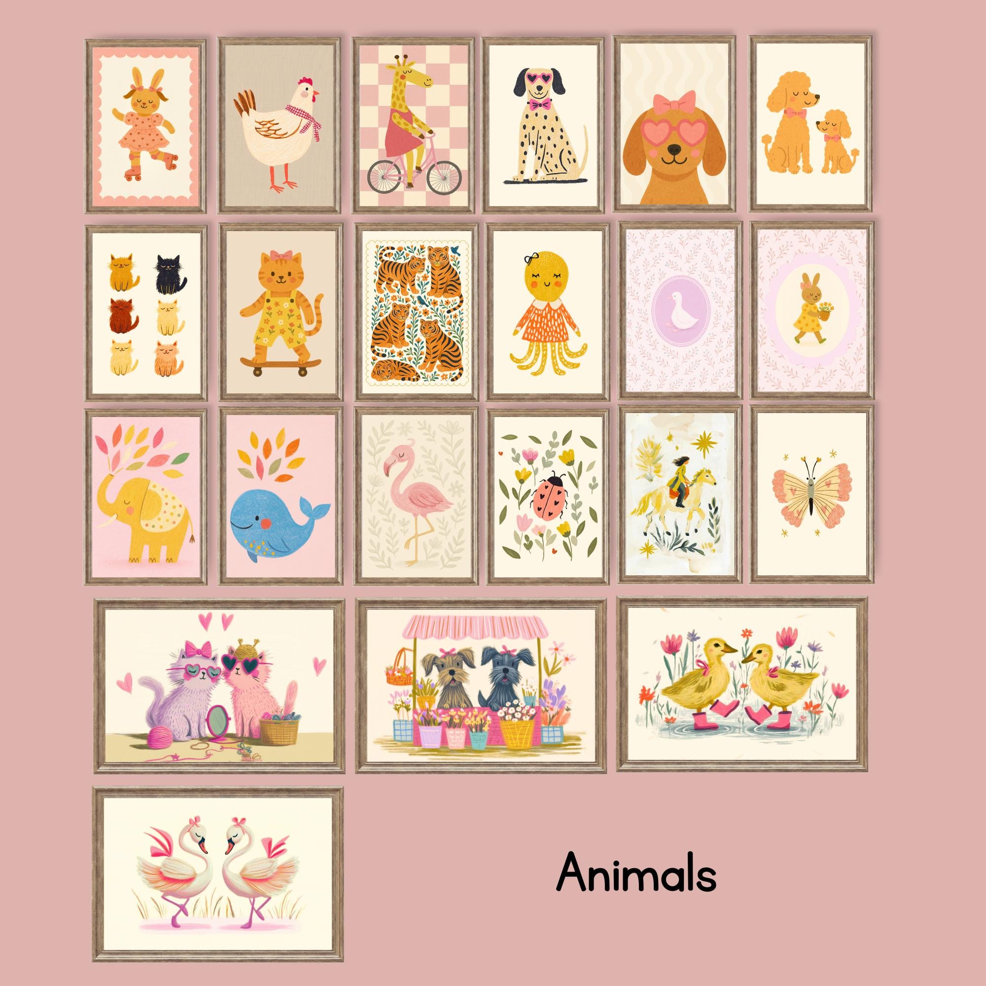 Girls Nursery Wall Art Bundle Playful Kids Prints Set of 90+ Printable ...