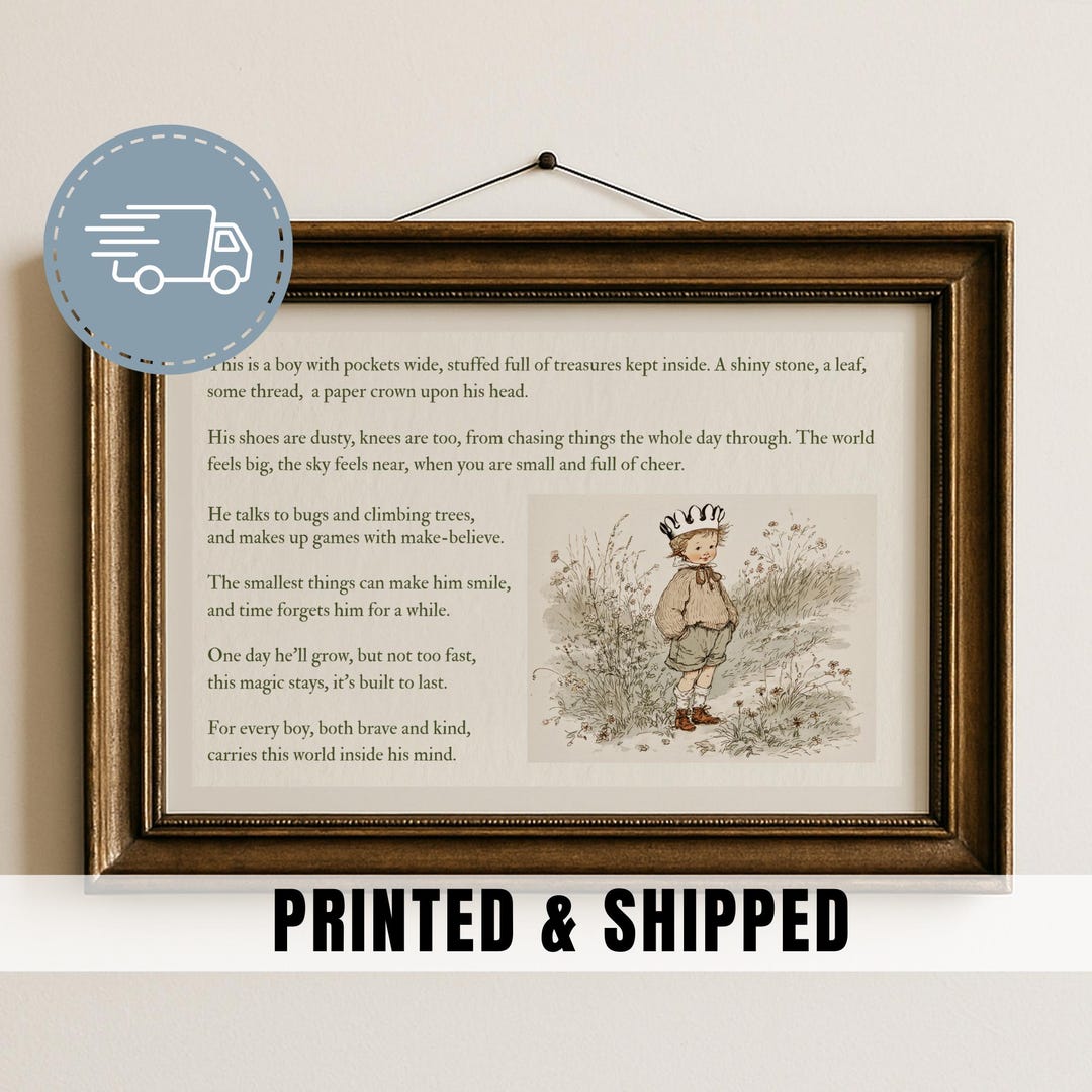 Nursery Wall Art Print Vintage Boy Poem Illustration Child Artwork ...