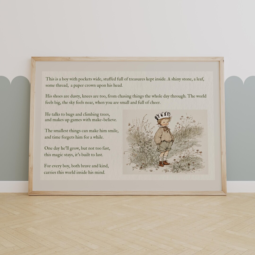 Vintage Boy Nursery Poem Wall Art Storybook Bedroom Decor Classic ...