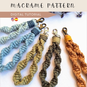 Patrón Macramé Llavero Espiral Pulsera, Nivel Principiante, Descarga Instantánea, Pulsera DIY. Tutorial nudos básicos. Correa en macramé.