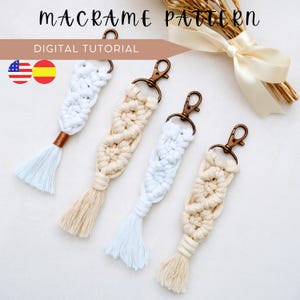 Macrame Keychain Pattern & Video, DIY Boho Wristlet Tutorial Digital Download, Step by Step Macrame Guide with Knot Guide - Beginners Craft.