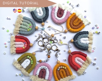 Regenbogen Makramee Schlüsselbund Muster PDF Download, DIY Anfänger Tutorial, Schritt für Schritt Makramee Anleitung - Video & Knotenanleitung, Handmade Craft Idee.