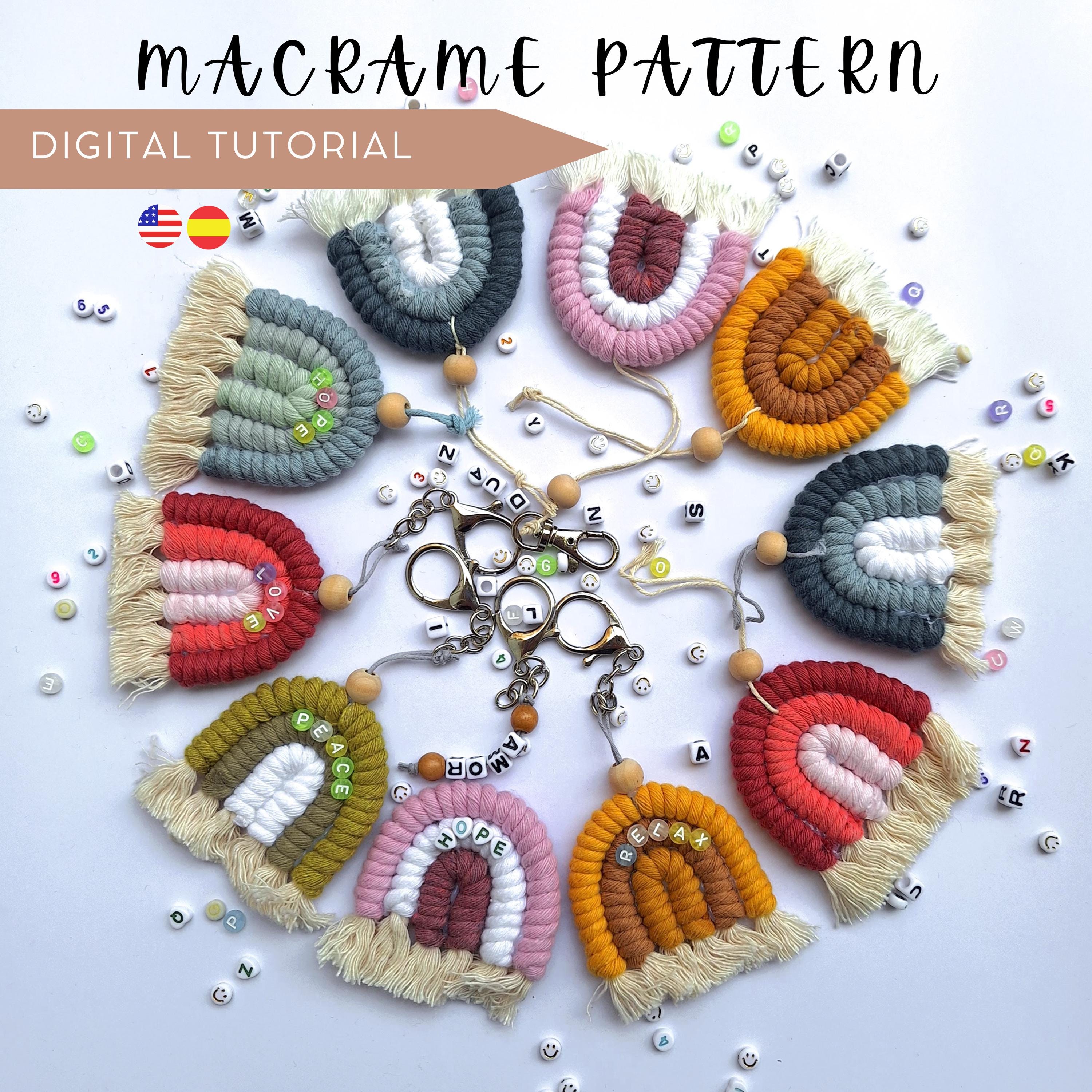 Rainbow Macrame Keychain, PDF Instant Digital Dowload, DIY