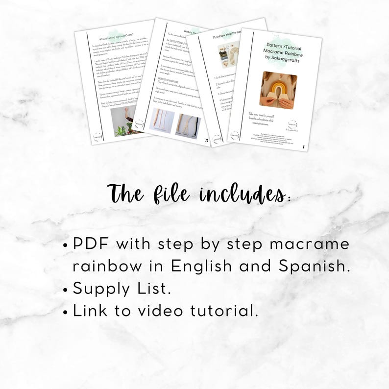 Tutorial Macrame. Macrame Rainbow kit, DIY macrame rainbow kit, rainbow macrame craft, Beginners macrame patterns, Beginners macrame, Nursey Decor, boho,  Nursey Decor, Home,  Decor DIY, Crafts Patterns, DIY kit for Teens. Guide knots macrame.Macrame tutorial for beginners, easy-to-follow instructions, includes complete knot guide with video, create macrame pieces with your own hands, learn from the comfort of your home, relaxing and creative DIY project,