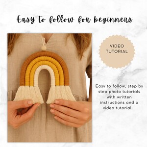 Tutorial Macrame. Macrame Rainbow kit, DIY macrame rainbow kit, rainbow macrame craft, Beginners macrame patterns, Beginners macrame, Nursey Decor, boho,  Nursey Decor, Home,  Decor DIY, Crafts Patterns, DIY kit for Teens. Guide knots macrame.Macrame tutorial for beginners, easy-to-follow instructions, includes complete knot guide with video, create macrame pieces with your own hands, learn from the comfort of your home, relaxing and creative DIY project,