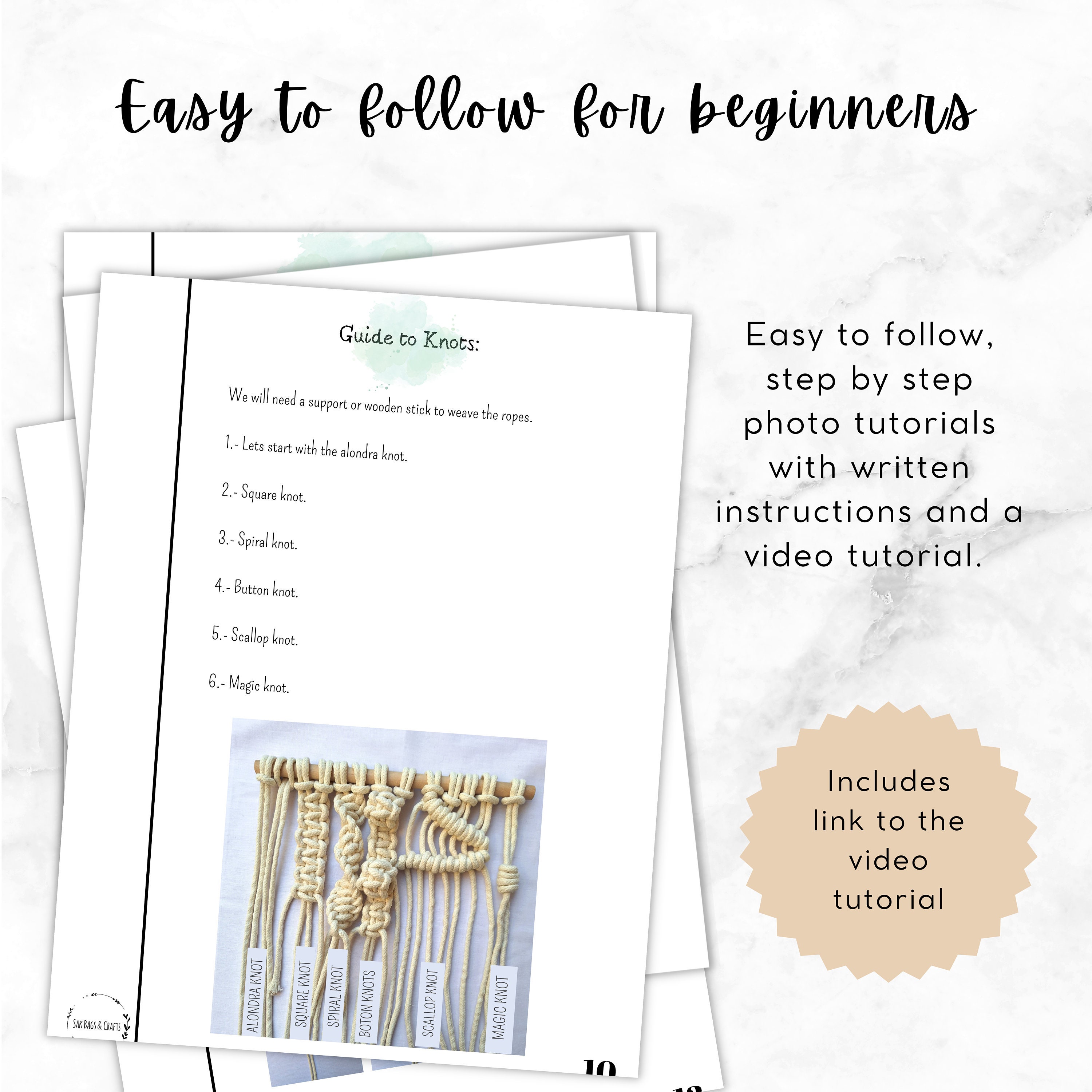Macrame Knots Guide, PDF Tutorial Photos and Video, Knots Guide for ...