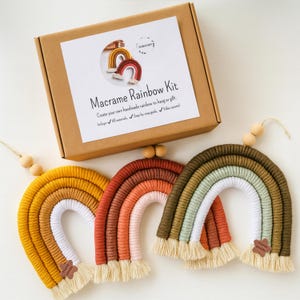 DIY Macrame Rainbow Kit, Eco Cotton Craft for Beginners, All Materials Included, Step by Step Tutorial & Video, Nursery Wall Hanging.