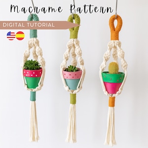 Macrame Plant Hanger Tutorial PDF Digital Download, Beginner Friendly DIY Pattern, Step by Step Macrame Guide with Video and Knot Guide.