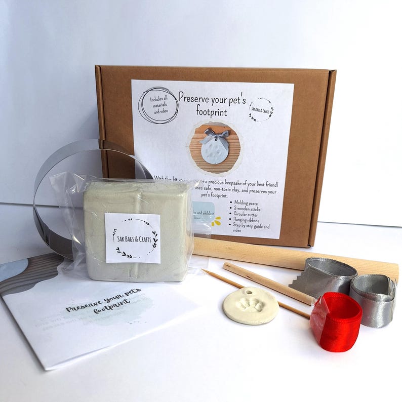 DIY Pet Paw Print Kit, Clay Keepsake Memorial, All Materials Included ...