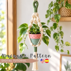 Anleitung für einen Makramee-Pflanzenhänger (PDF), DIY-Tutorial für Anfänger + Video