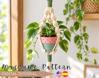 Macrame Plant Hanger Pattern PDF, Beginner DIY Tutorial + Video