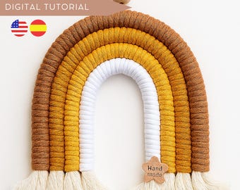 DIY Regenbogen Makramee Wandbehang Tutorial, Anfängerleitfaden (Digitaler Download), DIY Boho Wandbehang Muster.