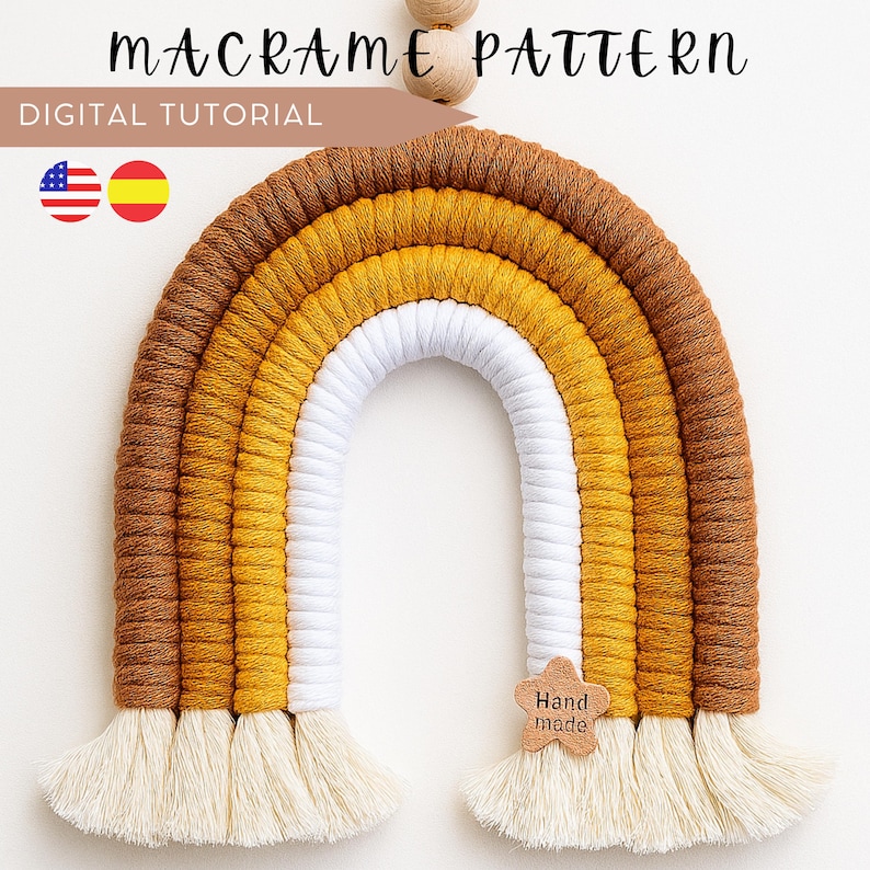 Macrame tutorial, Gifts for Mom,Beginners Crafts, Macrame pattern DIY, Macrame Cord, Macrame Kit, Housewarming Gifts, Macrame pattern pdf, decoration rainbow,  craft diy rainbow macrame,  diy nursery craft wall hanging.relaxing and creative DIY project, ideal for starting your macrame journey, step-by-step video demonstrations, perfect to gift or enjoy for yourself, no prior experience needed