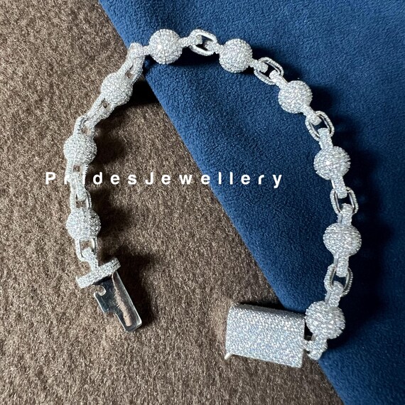 8MM 8 Inches VVS Moissanite Iced Out Ball Chain Micro Pave