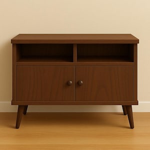 Mid-Century Modern Console Cabinet, Mid century modern credenza, walnut finish sideboard, teak finish sideboard, mid century sideboard