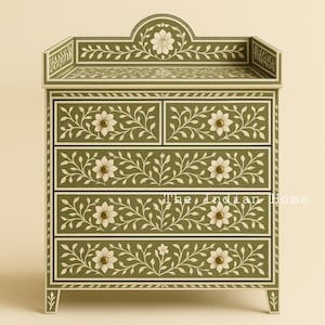 Duty Tariff included Inlay Dresser with Infant Changing Table, Inlay Chest of Drawer with Changing Station,Floral Inlay Baby Changing Table
