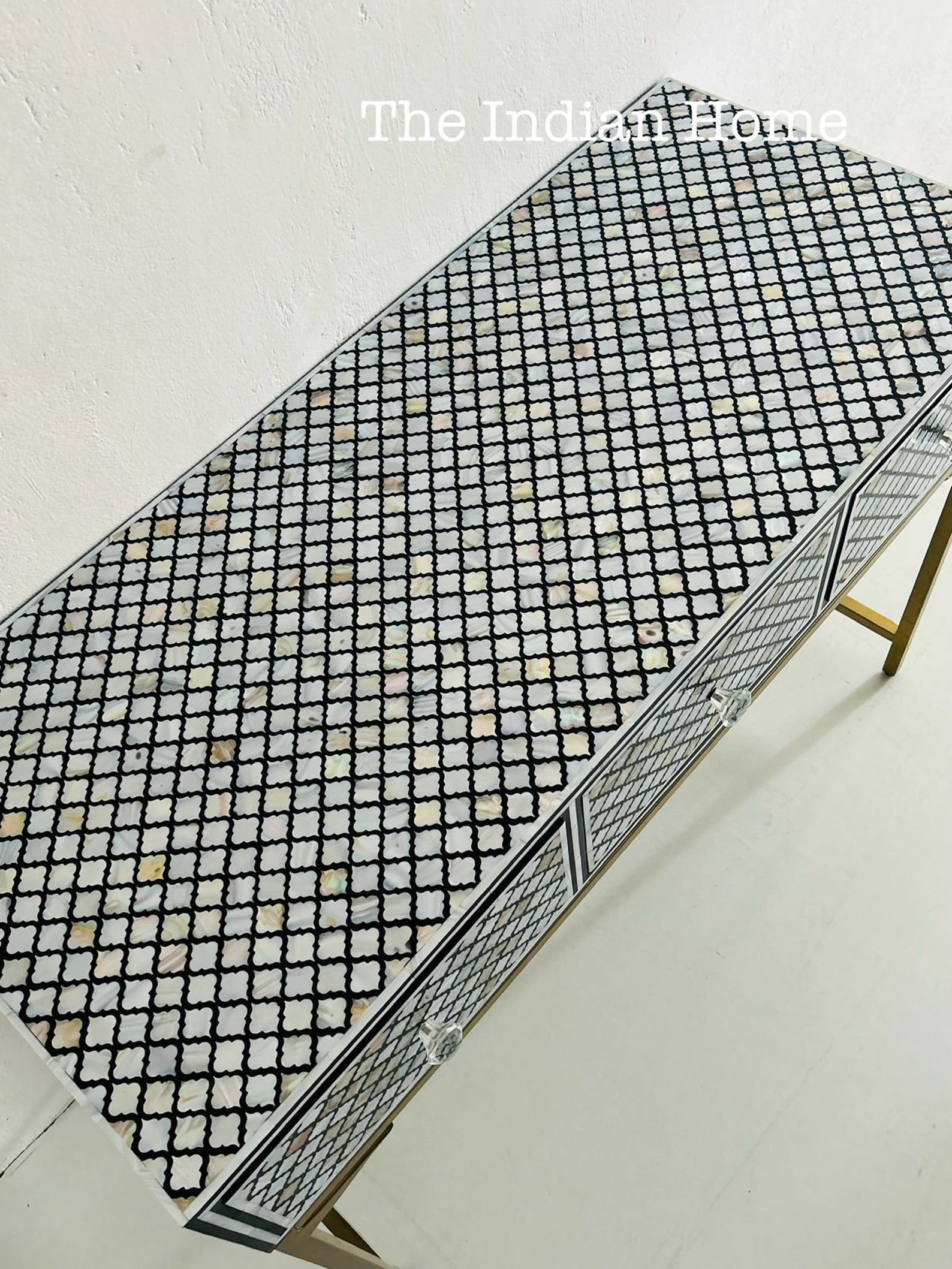 Mother of Pearl Inlay Console Table, MOP Inlay Entryway Table With ...