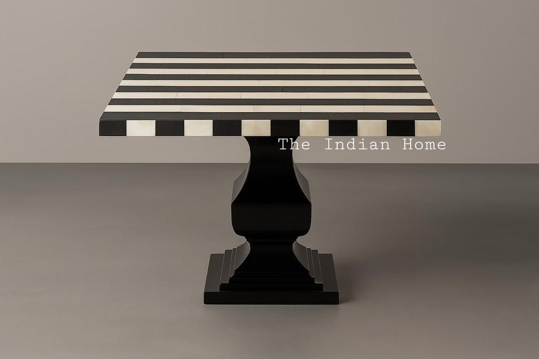 Square Table Inlay Striped Bone Inlay Dining Table, Square Dining Table in Bone Inlay - Etsy