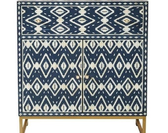 Bone Inlay Entryway Cabinet, Bone Inlay Cabinet, Bone Inlay Sideboard, Bone Inlay Furniture, Bone Inlay Ikat Navy Entryway Furniture