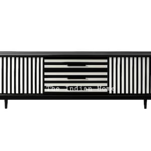 Bone Inlay Cabinet, Bone Inlay Console, Bone Inlay Sideboard, Bone Inlay Furniture, Modern Striped Inlay Media Console