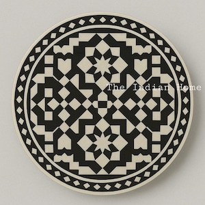 Duty Tariff included, Bone Inlay Table Top, Round Inlay Dining Table top, Dining Table Top, Black Moroccan Theme Table Top