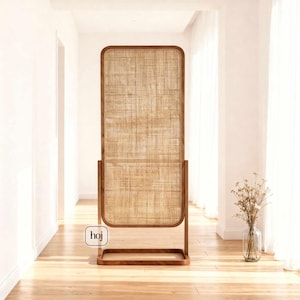 Divisorio per ambienti in teak riciclato | Paravento in legno moderno di metà secolo | Pannello divisorio in teak massello