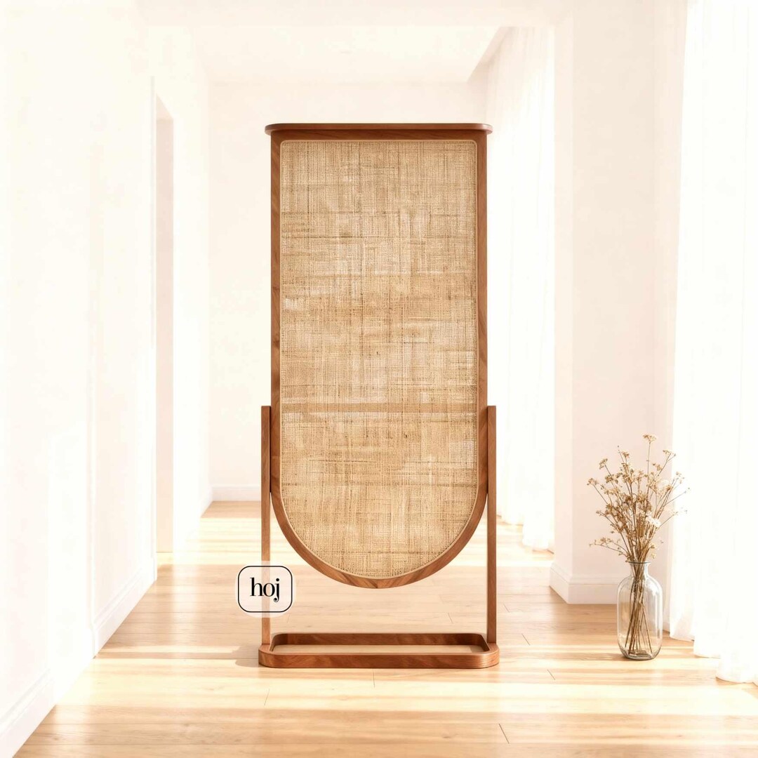 Organic Cane Room Divider, Solidwood Wavy Partition Screen, Handmade ...