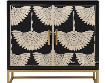Bone Inlay Swan Chest of Drawer, Bone Inlay Dresser, Bone Inlay Sideboard, Bone Inlay Furniture