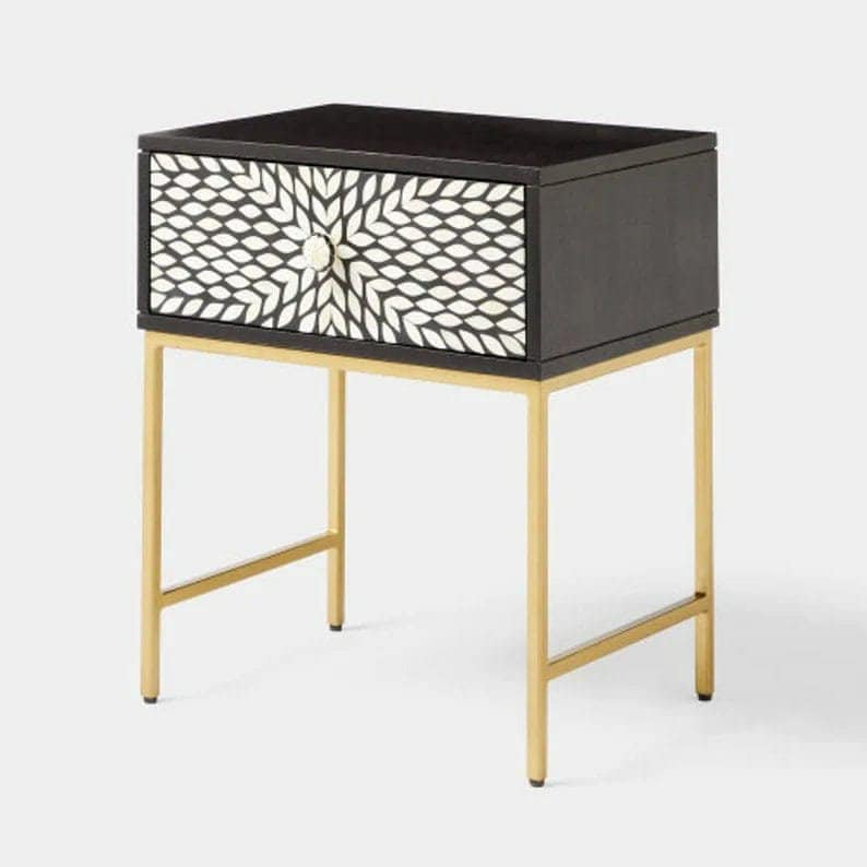 Bone inlay bedside table discount