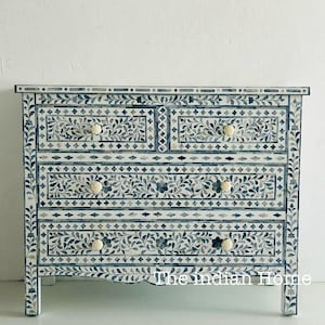 Duty tariff included, Blue dyed Bone Inlay Chest of Drawers, Bone Inlay Four Drawer Dresser, Bone Inlay Sideboard, Bone Inlay Furniture
