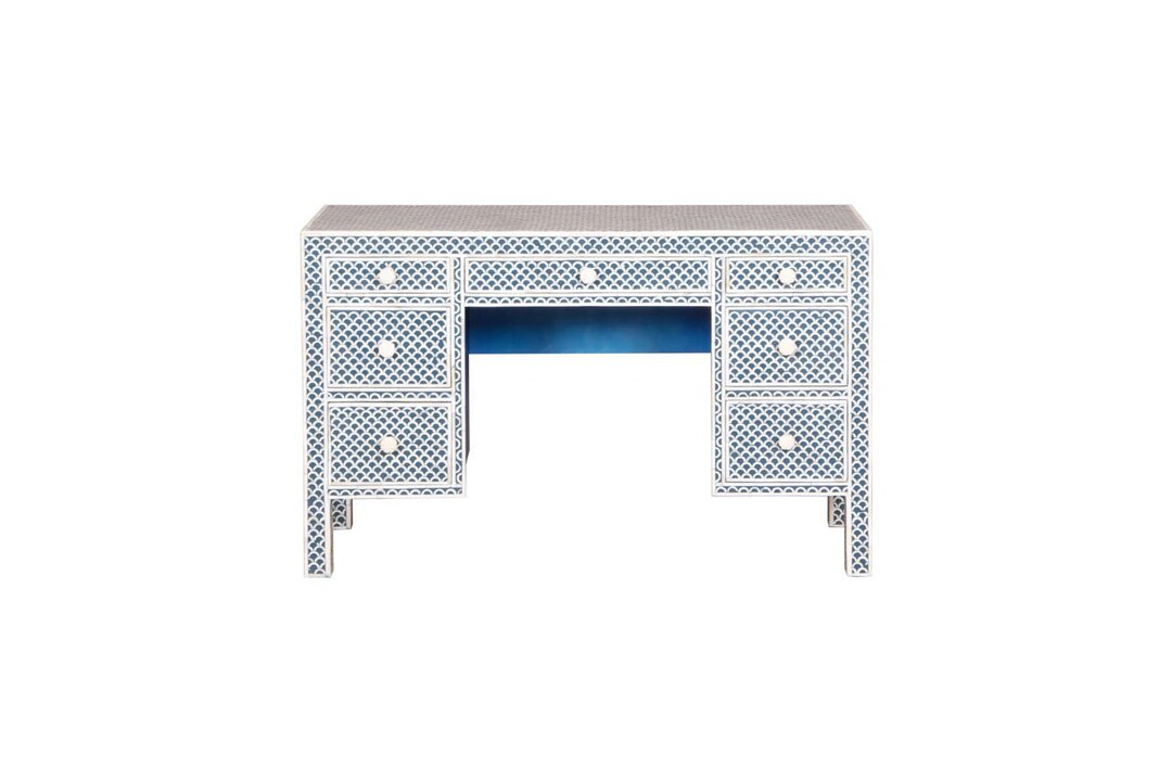 Blue Fish Scale Bone Inlay Desk, Bone Inlay Work Desk, Bone Inlay ...