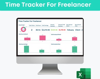 Excel Time Tracker For Freelancers | Spreadsheet Time Tracker for Freelancers | Excel Time Tracker Template | Contractor Time Tracking White