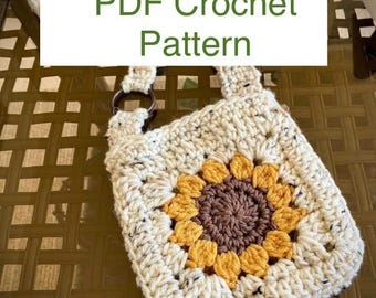 PATTERN ONLY - Sunflower Bag Crochet Pattern | Crochet Crossbody Bag | Handmade Purse Pattern